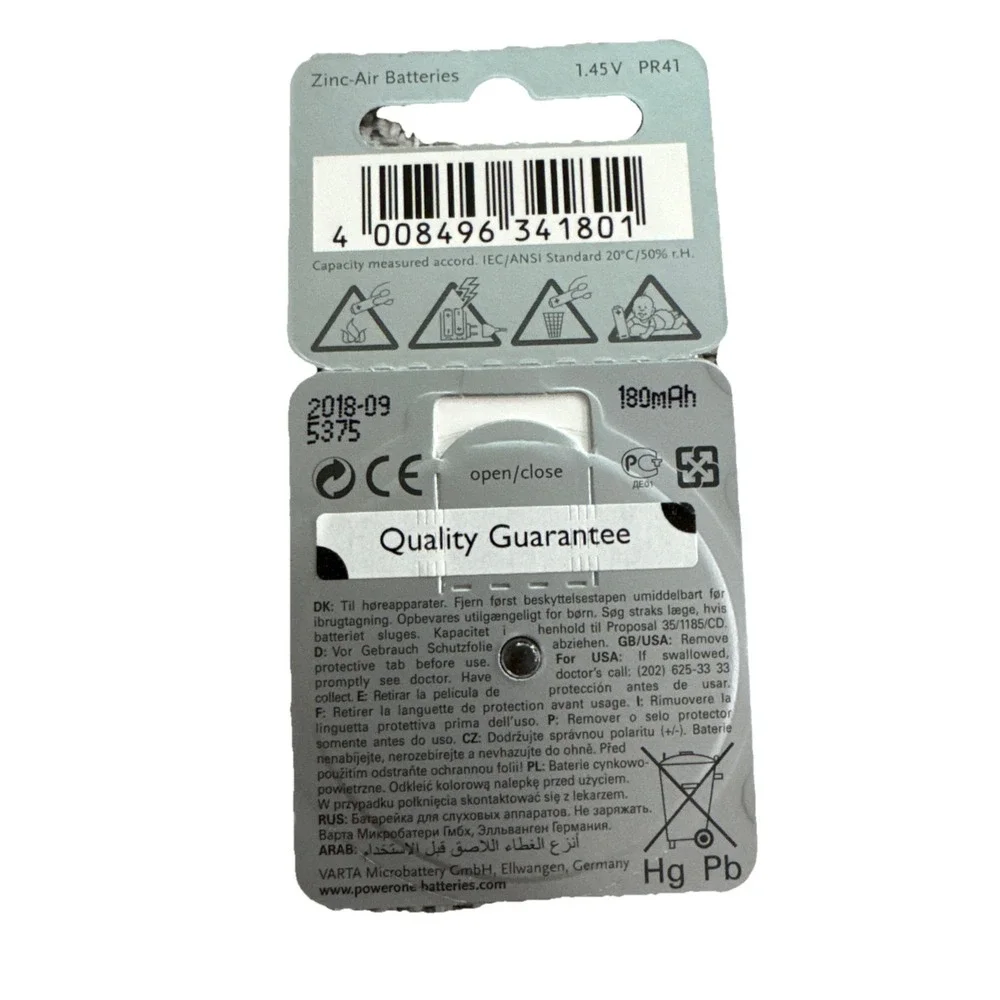 30 Power One Size P312 Hearing Aid Batteries 5 Packs Of 6‎ New Made In Germany